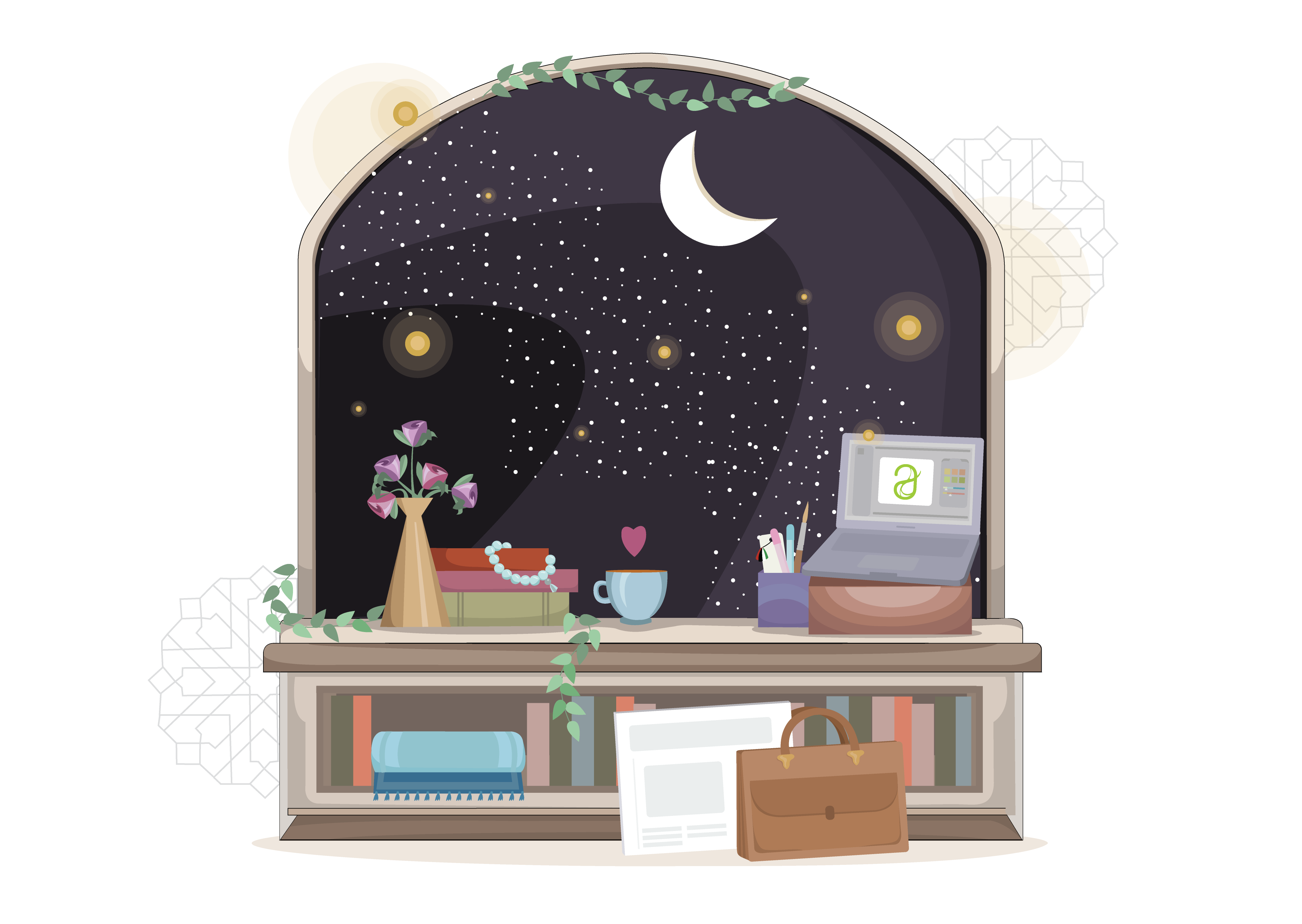 Illustration of design work space